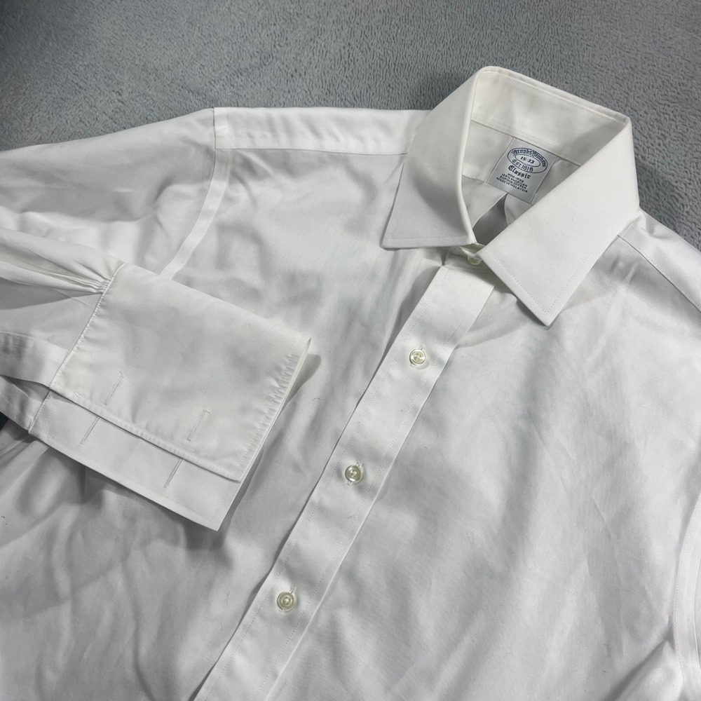 Brooks Brothers Classic Fit Non-Iron White French Cuff Dress Shirt 15 33 Supima